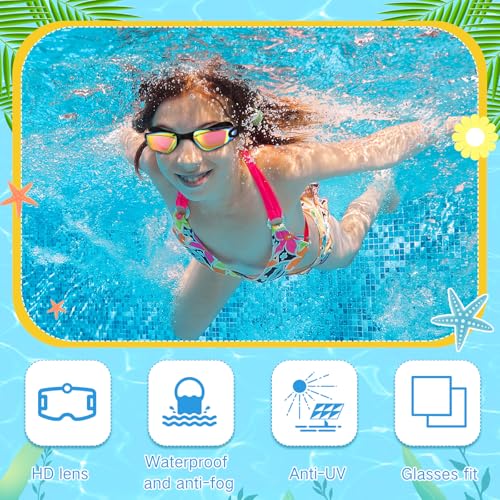 Flutesan 3 Pack Adult & Kid Swimming Goggles - Classic Color, 6.3 x 1.8 Inches