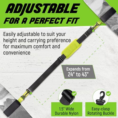 Ski and Pole Carrier Shoulder Strap for Easy Transport - Black or Green