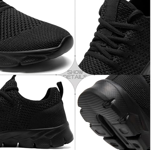 YITUHIO Men’s Running Shoes - Black 9.5 Lightweight Athletic Sneakers