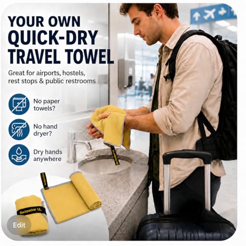 Ultralight Quick Dry Microfiber Towel - Yellow, Small
