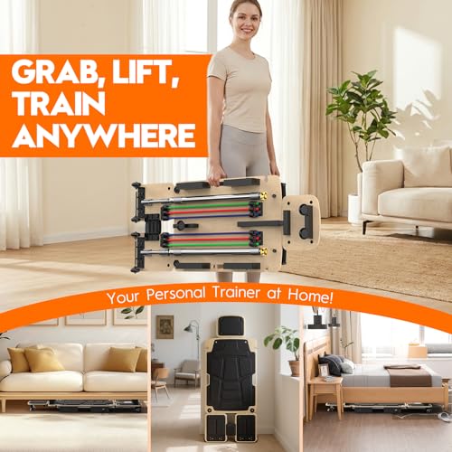 Pilates Reformer Board for Home Workout - 35 Inch with Dual Foot Pads