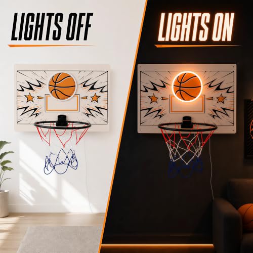 DAXMAIRELOX White LED Neon Basketball Hoop Indoor Wall Decor 20 x 14 in