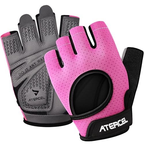 Gym Gloves for Women - Full Palm Protection, Breathable - Pink, Medium