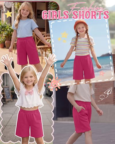 Girls' Wide Leg Bermuda Shorts - Rose Pink, 7-8 Years