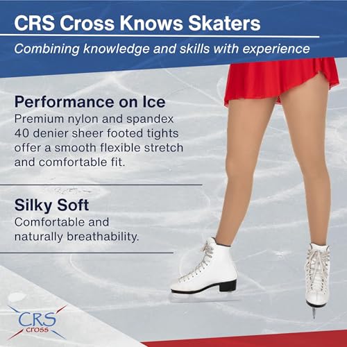 Footed Figure Skate Tights - 2 Pair, Small / Fair Sheer 40D