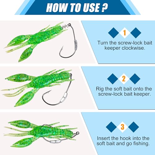 Agool 1/0 Weighted Swimbait Hooks Weedless Jig Heads with Twistlock - 2g/10pcs