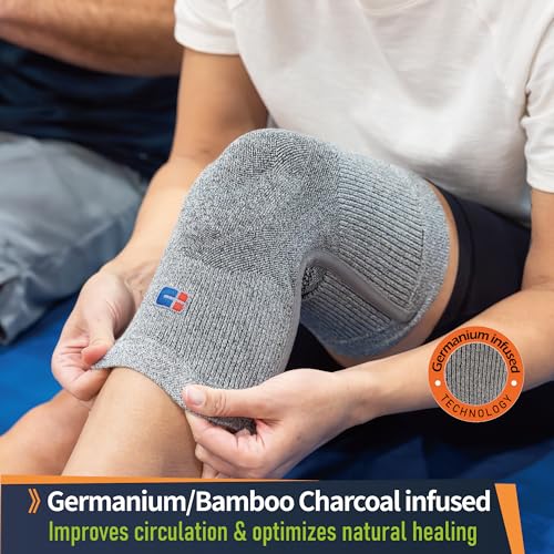 Premium Knee Compression Support with Germanium & Bamboo Charcoal – Large, Patella Pad