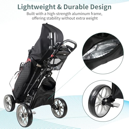 Golf Push Cart - CaddyCruiser One V8 - 4 Wheel Folding Trolley - Dark Gray