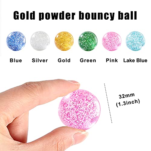 Glitter Bouncy Balls - 24 Pack 32mm Hi Bounce Balls for Kids