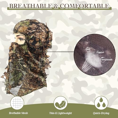 Camo Hunting Face Mask - 3D Leafy Tactical Balaclava