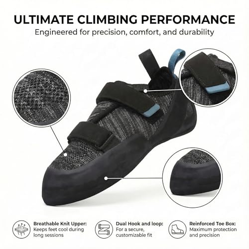 Ziitop Mens Climbing Shoes with Dual Hook-and-Loop Closure