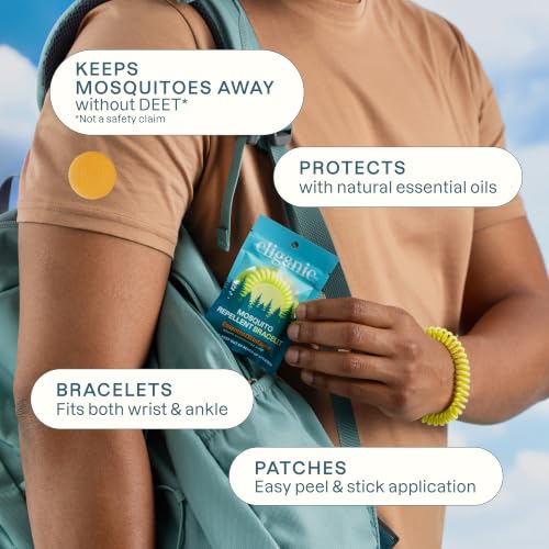 100 Pack Cliganic Mosquito Repellent Bracelets & Stickers - Long-Lasting, Deet-Free, Family Safe