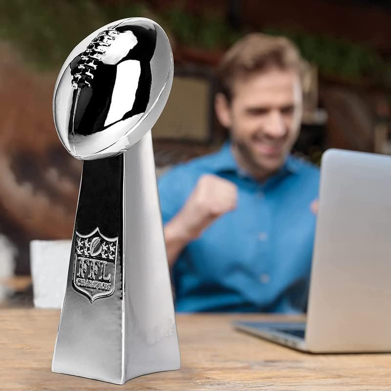 Spire Designs Fantasy Football Trophy - Chrome Replica Championship Award - First Place Winner | 2 Sizes Available