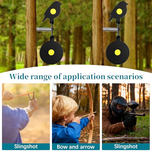 2-Pack Auto Reset Steel Spinner Targets for Shooting - Bird