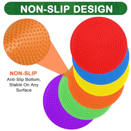 Poly Spot Markers for Gym Floor - 24 Pcs 6 Inch Non-Slip Dots