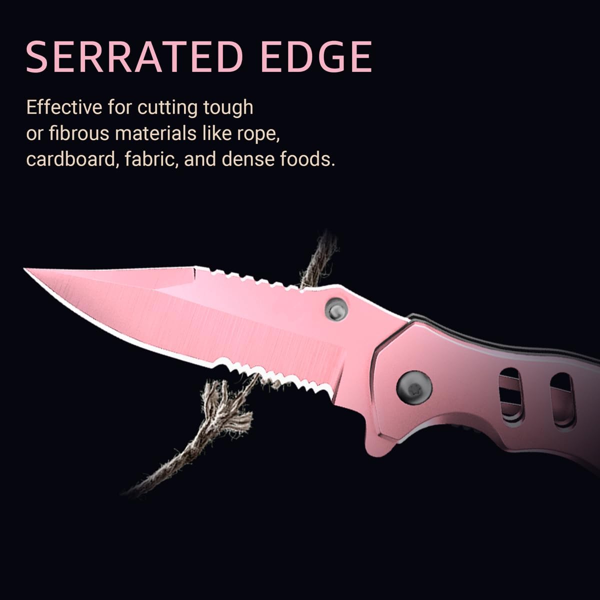 Skiennix Pink Pocket Knife for Women - Compact 2.68 Inch Serrated Blade - Stylish Self Defense Tool | Perfect Gift Idea