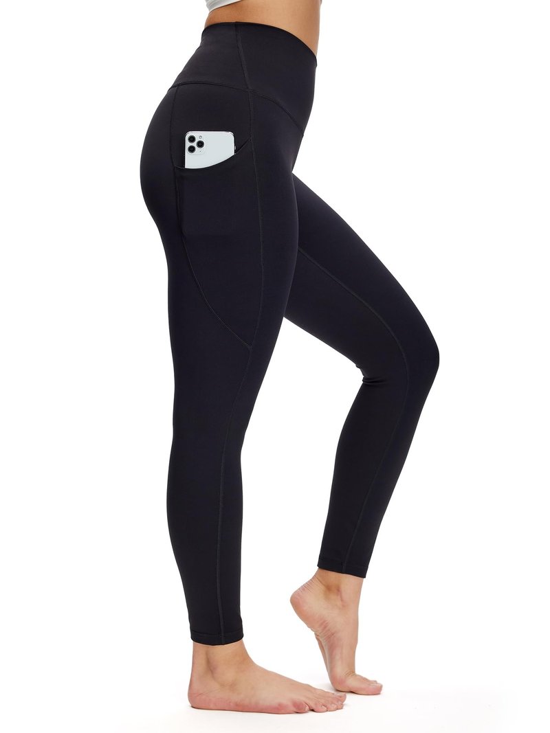 NANJI High Waisted Leggings with Pockets for Women - Tummy Control, Buttery Soft Yoga Pants, Squat Proof Workout Leggings (M, Black)