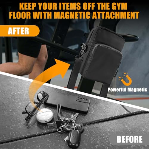 JACZZO Magnetic Gym Bag Double-Layer Small Crossbody Organizer Black