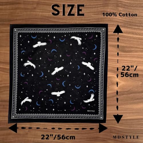 MDSTYLE Adventure Bandana Black - Cotton Head Scarf for Men & Women, Outdoor Design