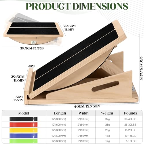 Cycayit 2-in-1 Slant Board Calf Stretcher & Balance Board, 500 lb