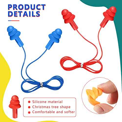 Xuhal 200 Pairs Corded Ear Plugs Bulk Silicone Earplugs Noise Reduction Ear Plugs with String Hearing Protection Reusable Earbuds for Adults Sleeping Swimming Noise Canceling