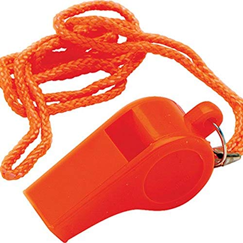 Safety Whistle with Lanyard - High-Visibility Orange Plastic