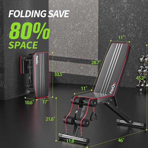 Adjustable Folding Weight Bench - 660 lbs Capacity - Black