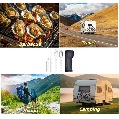 4-in-1 Portable Stainless Steel Camping Utensil Set