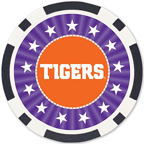 100-Piece Casino Style Poker Chips - Clemson Tigers Colors