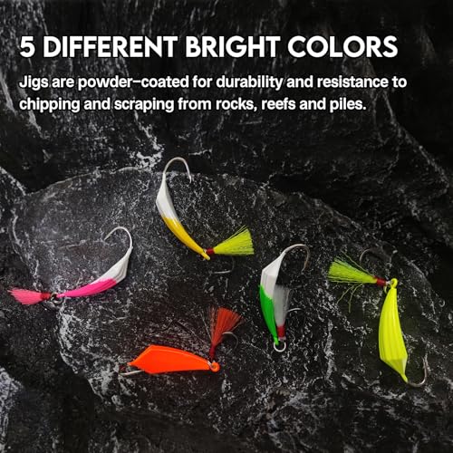 Eupheng 1/2oz Saltwater Pompano Jigs with Teaser Hooks - 5 Pack