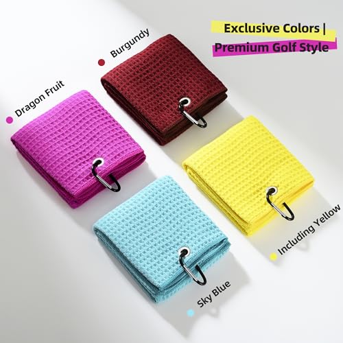 Premium Waffle-Weave Golf Towel - 16" x 24" - Vivid Magenta