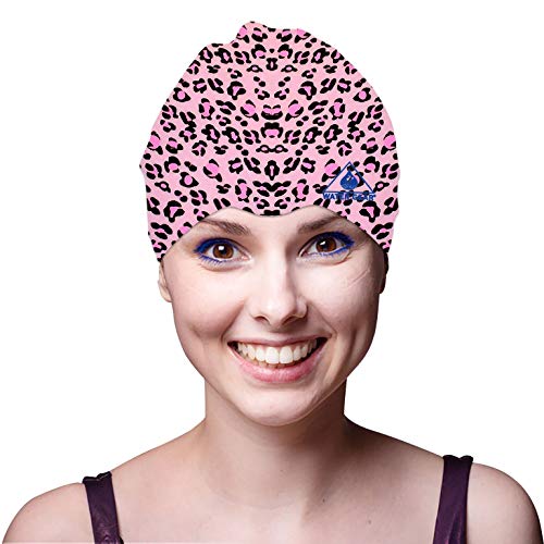 Silicone Adult Swim Cap - Pink Cheetah Design