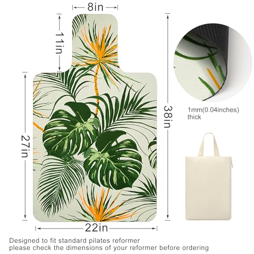Non-Slip Suede Pilates Reformer Mat Cover with Carry Bag - Green Leaf