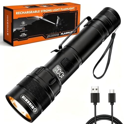 Rechargeable LED Flashlight 5000mAh, USB-C, 4 Modes, Black 1 Pack