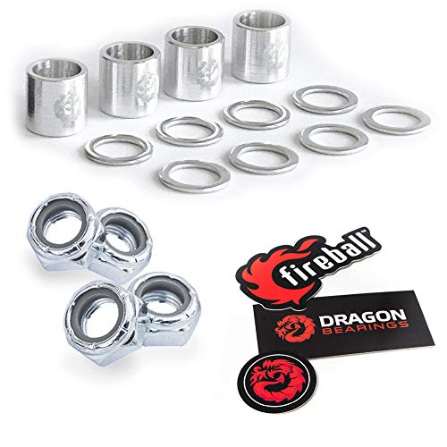 Skateboard Spacer, Washer, and Axle Nut Speed Kit - Silver