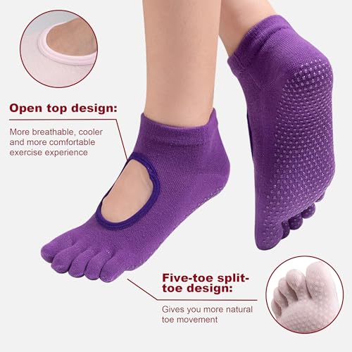 Non-Slip Pilates & Yoga Socks with Grips - Closed Toe Blue
