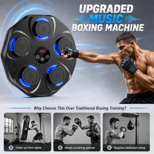 Best Molly Black Wall Boxing Machine with LED Display & Gloves - Home Fitness & Boxing Game