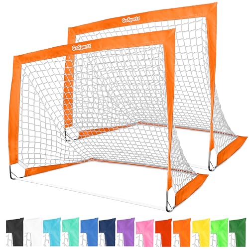 GoSports Portable Soccer Goals for Kids - Orange, 4x3 ft, Set of 2