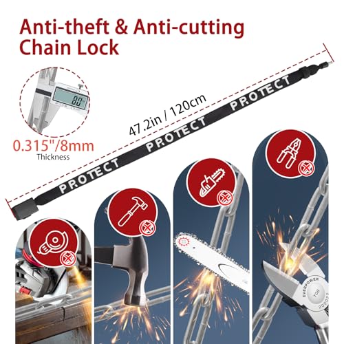 BANGTING Heavy Duty 4ft Bike Chain Lock with 110dB Alarm, Black