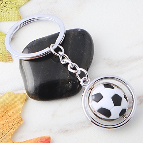 3D Rotating Soccer Ball Keychain - Metal Sports Key Ring