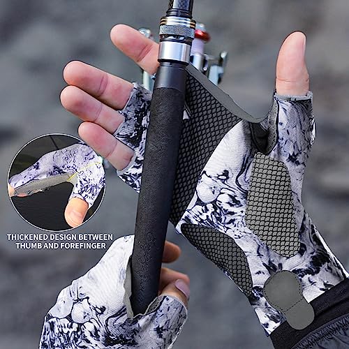 ievei XL Grey UPF 50+ Fingerless Sun Protection Fishing Gloves for Men & Women