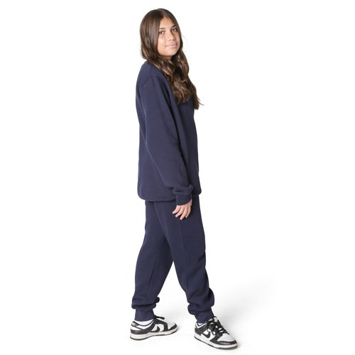 EVERYDAY KIDS Girls’ Navy Blue Cotton Fleece Sweatpants; Girls’ Activewear Jogger Pants - Soft and Breathable Cotton/Poly Blend (10/12, Navy)