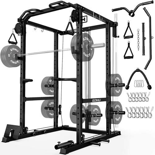 2000LB Power Cage Rack with Cable Crossover System - Black