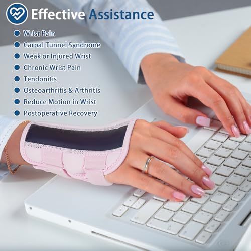 Wrist Brace for Carpal Tunnel - Ergonomic Support - Rosepink Left M