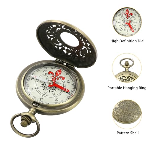 aiGear Retro Copper Alloy Hiking Compass - Portable Outdoor Navigation Tool