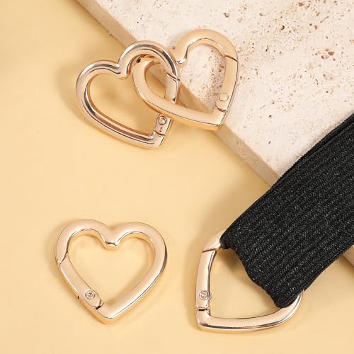 Gold Heart Shaped Keychain Clips - 4 Pack Zinc Alloy Carabiners