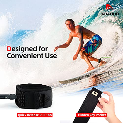 Premium Surfboard Leash - 6ft Tangle Free Legrope Strap - Black