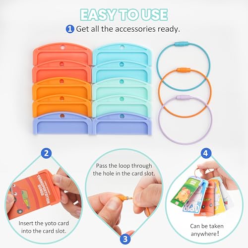 20 Reusable Plastic Card Holders with 6 Ring Loops for Yoto Cards