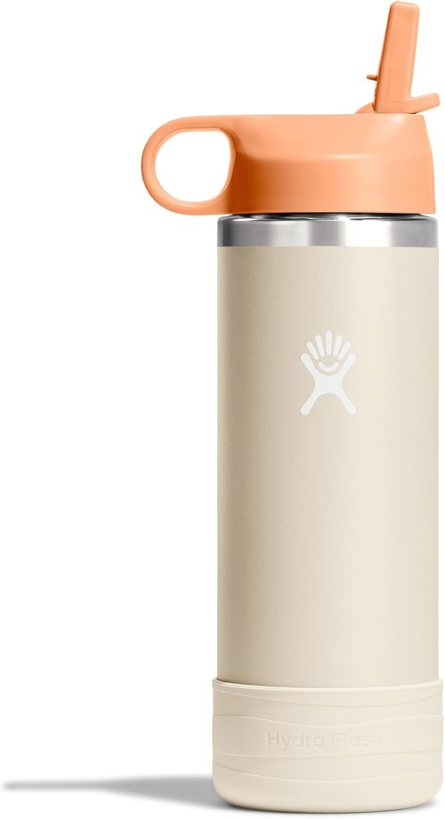 Hydro Flask Kids Water Bottle - Insulated Stainless Steel with Straw Cap - 18 Oz Coconut