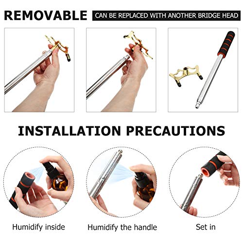 Retractable Pool Bridge Stick with Brass Head - Stainless Steel